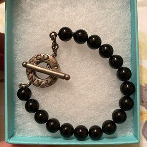 Tiffany & Co onyx bead bracelet.